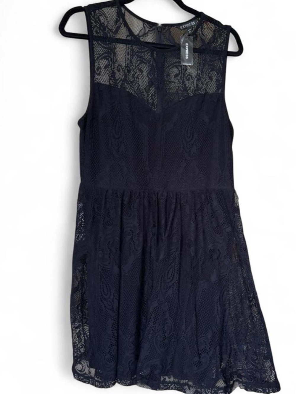🖤 Express Black Lace Drop-Waist Mini Dress | L | NWT $69.90